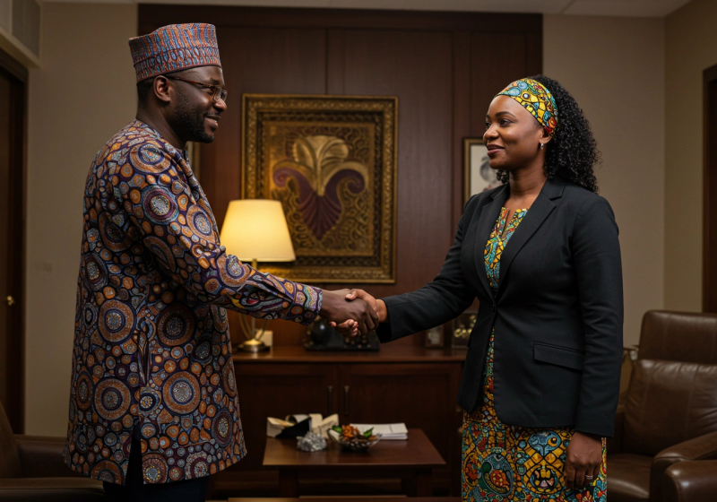 Handshake representing trust and partnership in African business