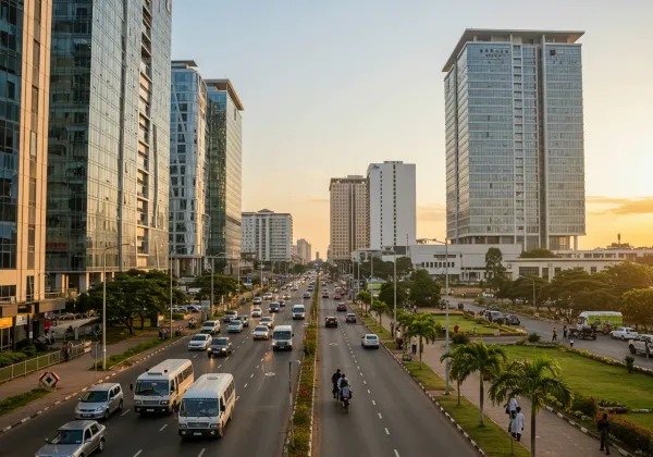 Modern African business district showing economic growth and opportunities